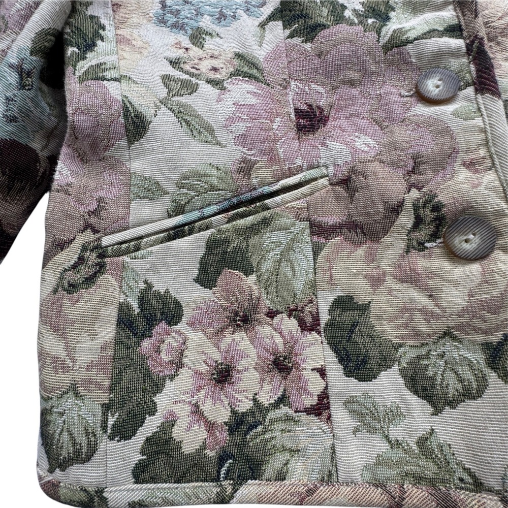Napa Valley Floral Tapestry Blazer Jacket Women Medium Button Front Vintage 90s - Picture 10 of 15